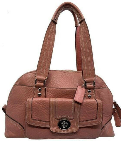 coach large coral leather shoulder bag