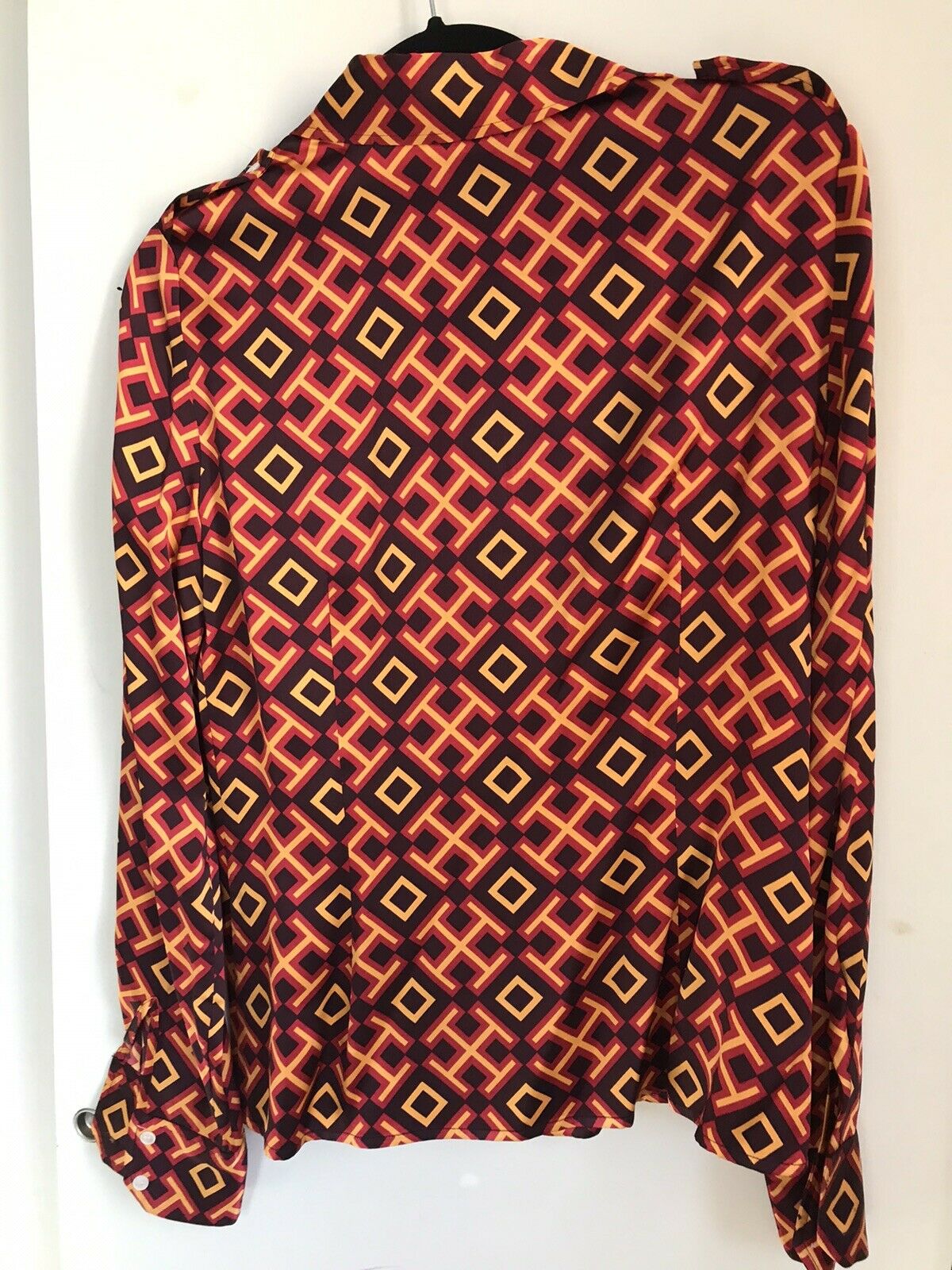 TORY BURCH All Over Logo Silk Top Size 6