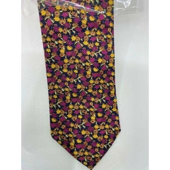 New! BONOBOS Purple Yellow Navy Flower Neck Tie