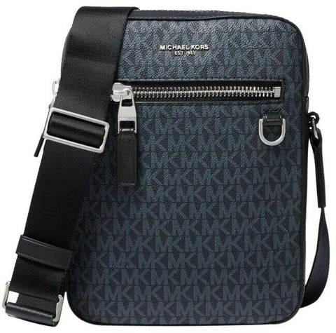 Michael Kors Henry Flight Blue Logo Canvas Cross Body Bag