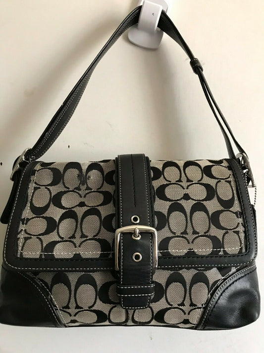 Coach Black Fabric Signature hand bag