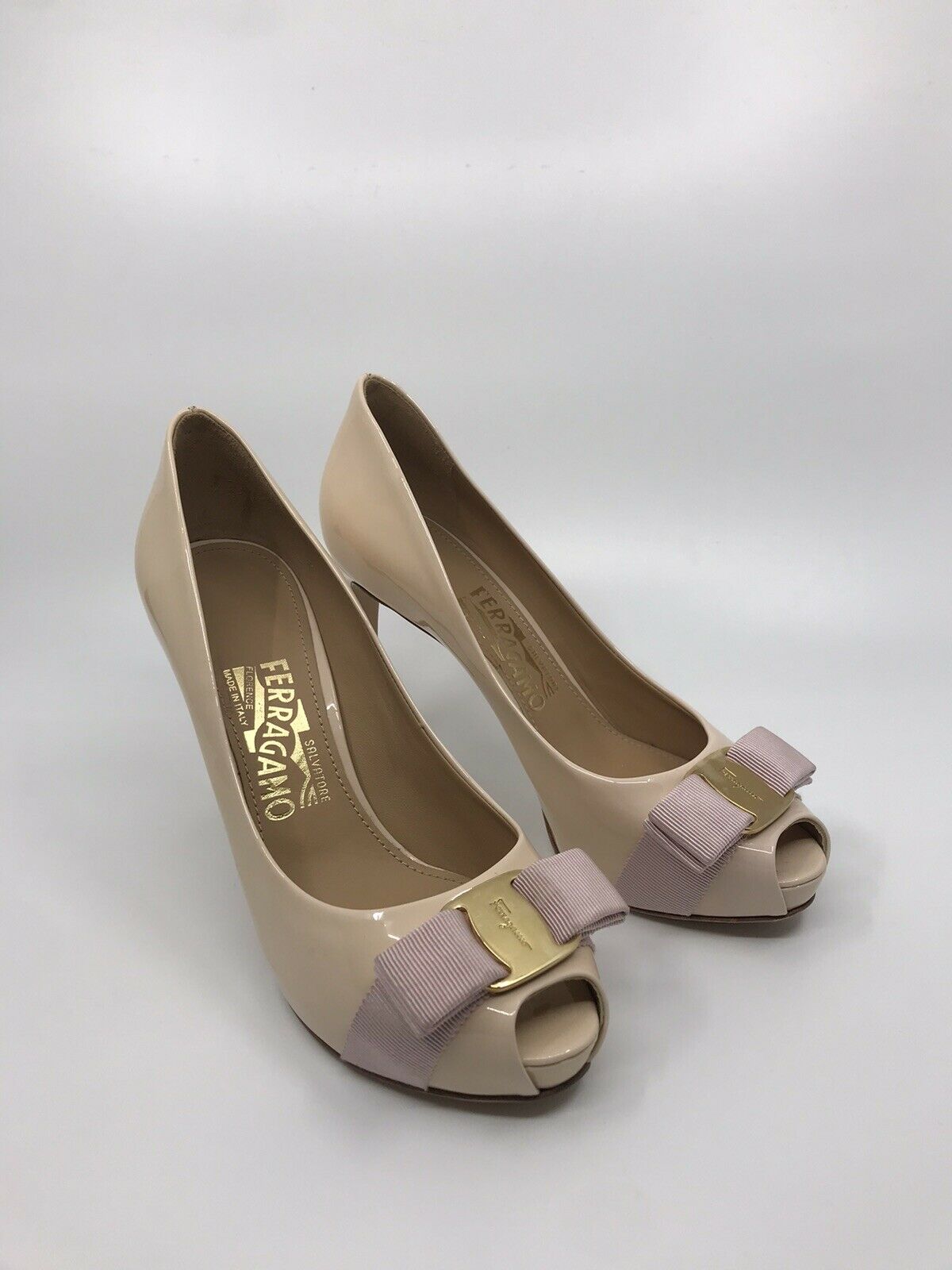 SALVATORE FERRAGAMO Peep Toe Bow High Heel Pump