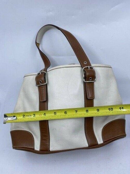 coach white brown leather shoulder bag