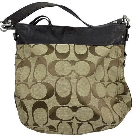 coach brown beige fabric shoulder bag
