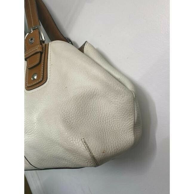 COACH Large White Brown Leather Shoulder Bag