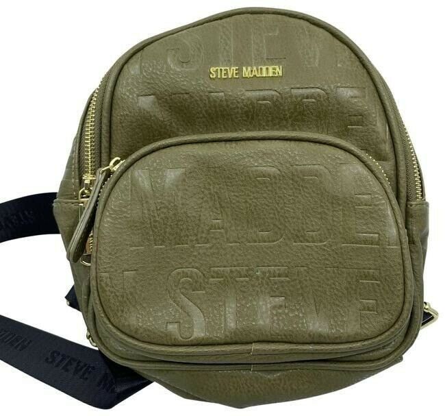 steve madden green leather backpack