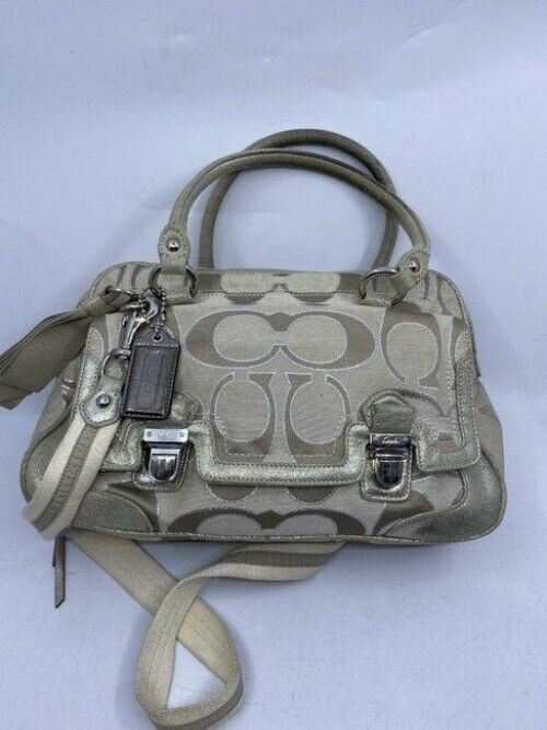 coach msrp silver gray fabric cross body bag