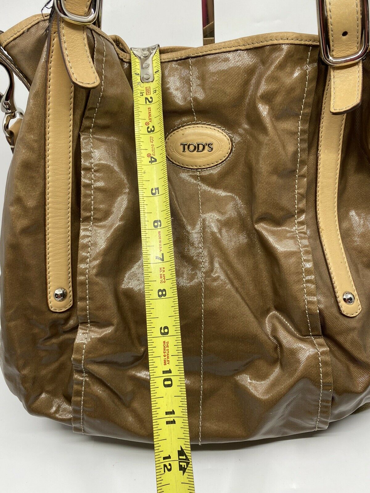 TOD’S Large Laminated Fabric  Tote Bag W/ Strap