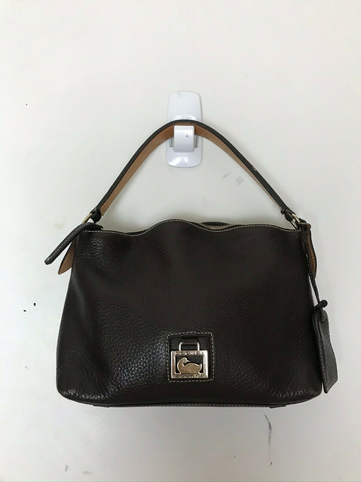 Dooney & Bourkek Brown Medium Leather Canvas Tote