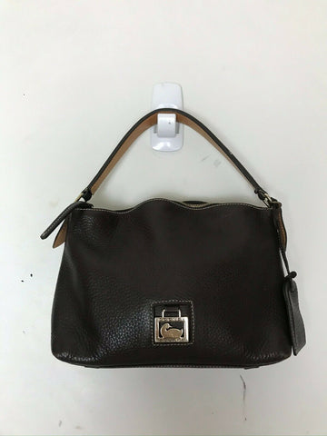 Dooney & Bourkek Brown Medium Leather Canvas Tote