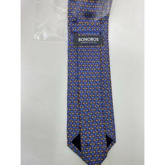New! BONOBOS Blue Yellow Premium Neck Tie Handmade