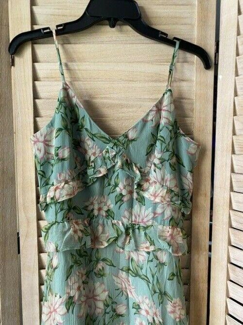 nicole miller green pink floral msrp long casual maxi dress
