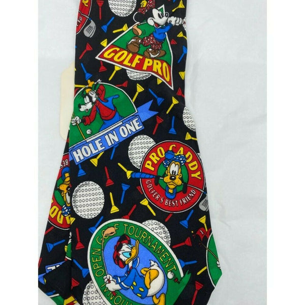 MICKEY MOUSE Disney Neck Tie Black Green Red Hand Made 100% Silk