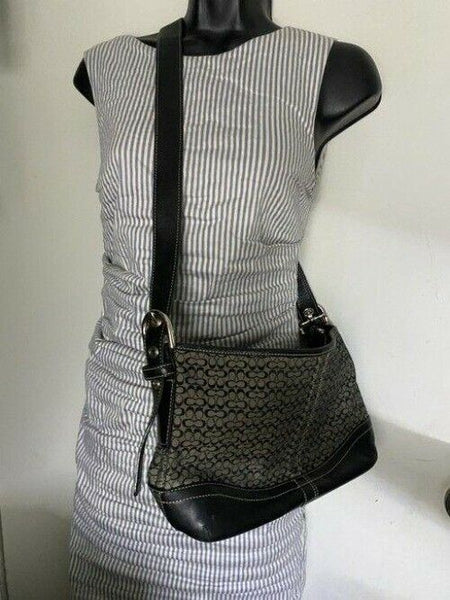 Coach Black Beige Fabric Cross Body Bag