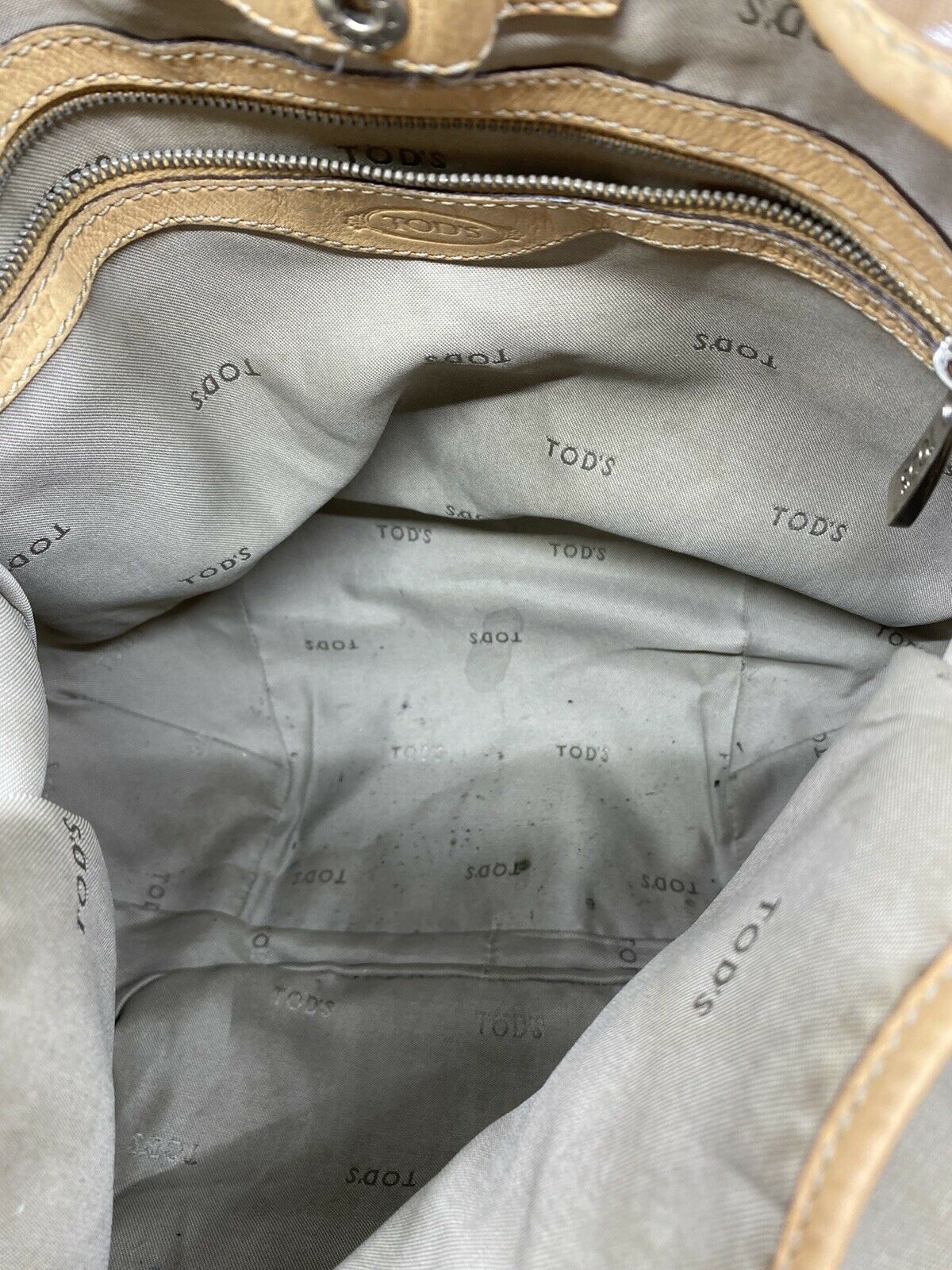 TOD’S Large Laminated Fabric  Tote Bag W/ Strap