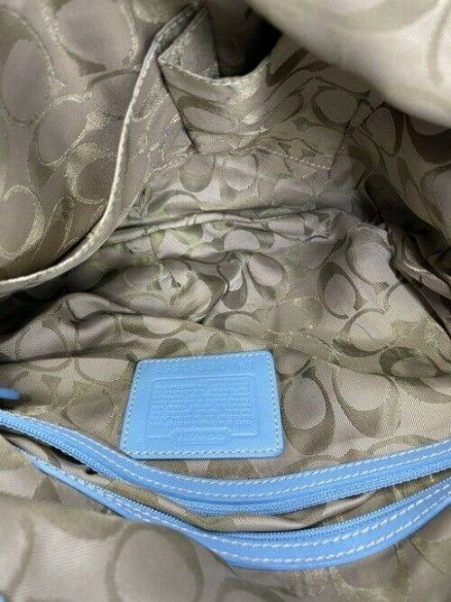 coach large light blue leather shoulder bag