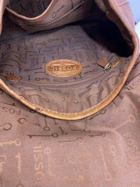 Fossil brown leather shoulder bag