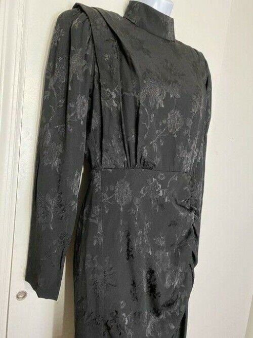 nicole miller black w new ls w slit mid length formal dress