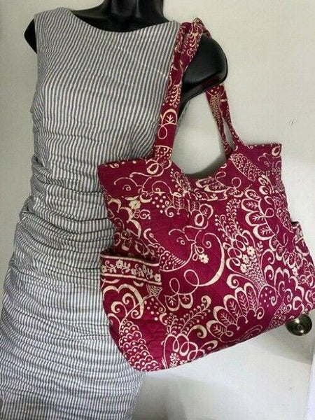 Vera Bradley Large Quilted Pink White Shoulder Bag