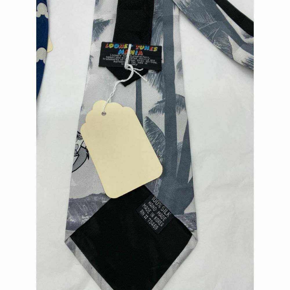 New Lot of 3 Neck tie Disney, Looney Tunes Blue Black White Total Msrp 75