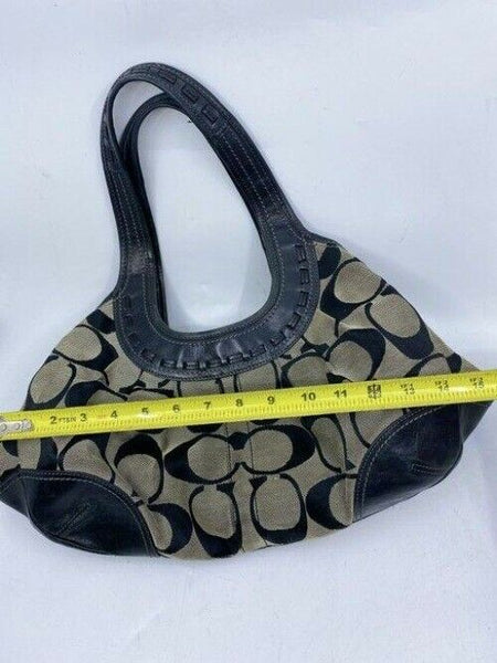 Coach Shoulder Bag Medium Msrp Beige Black Jacquard Fabric Tote