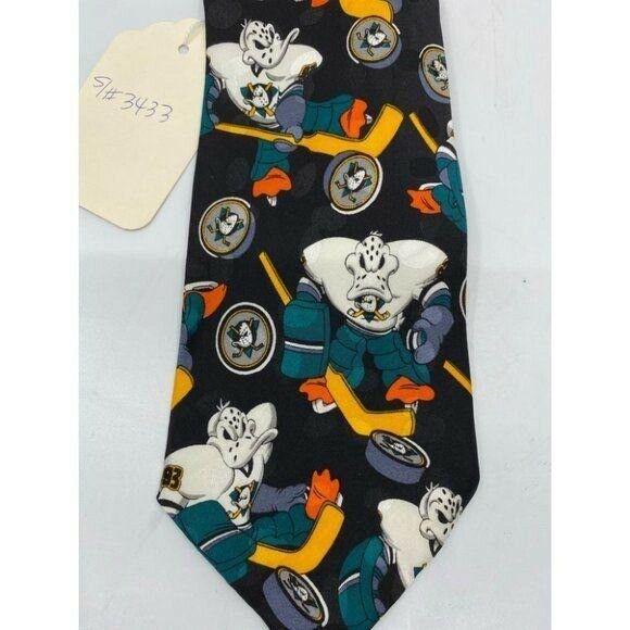 NWOT Disney Novelty Black Green Neck Tie Silk