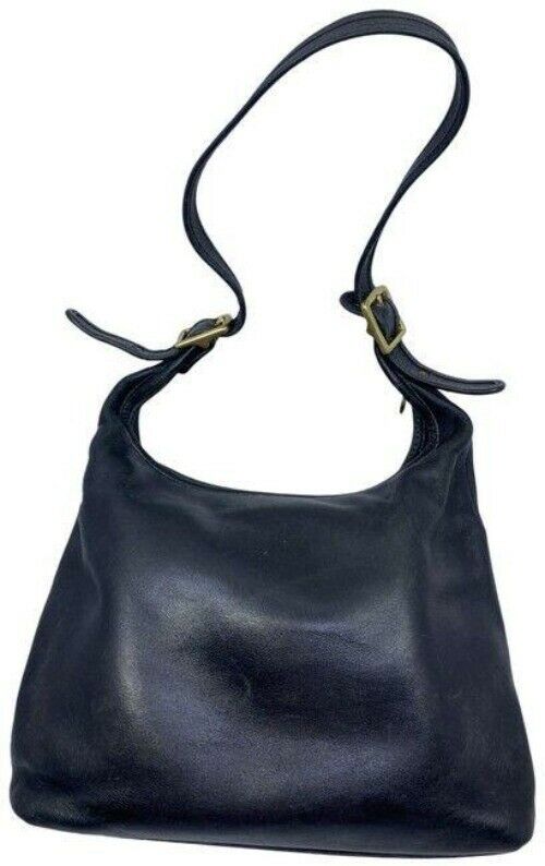 coach vintage black leather shoulder bag