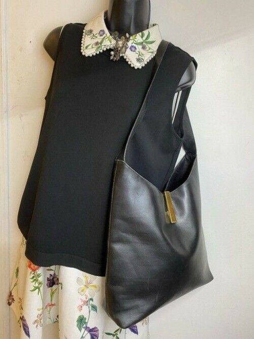 gucci xl vintage black leather hobo bag