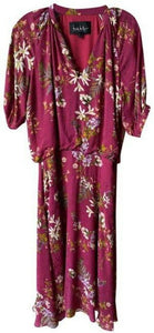 nicole miller purple green white floral msrp long casual maxi dress