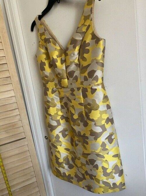 milly yellow white tan new printed msrp short formal dress