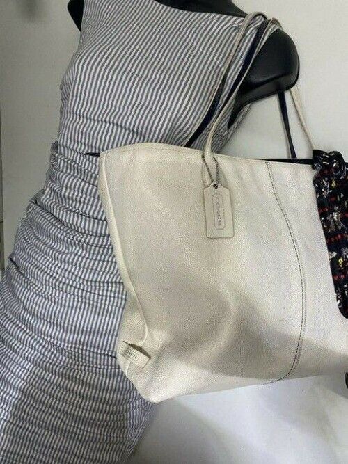 coach tote w large bag tote w detachable specialty white leather shoulder bag