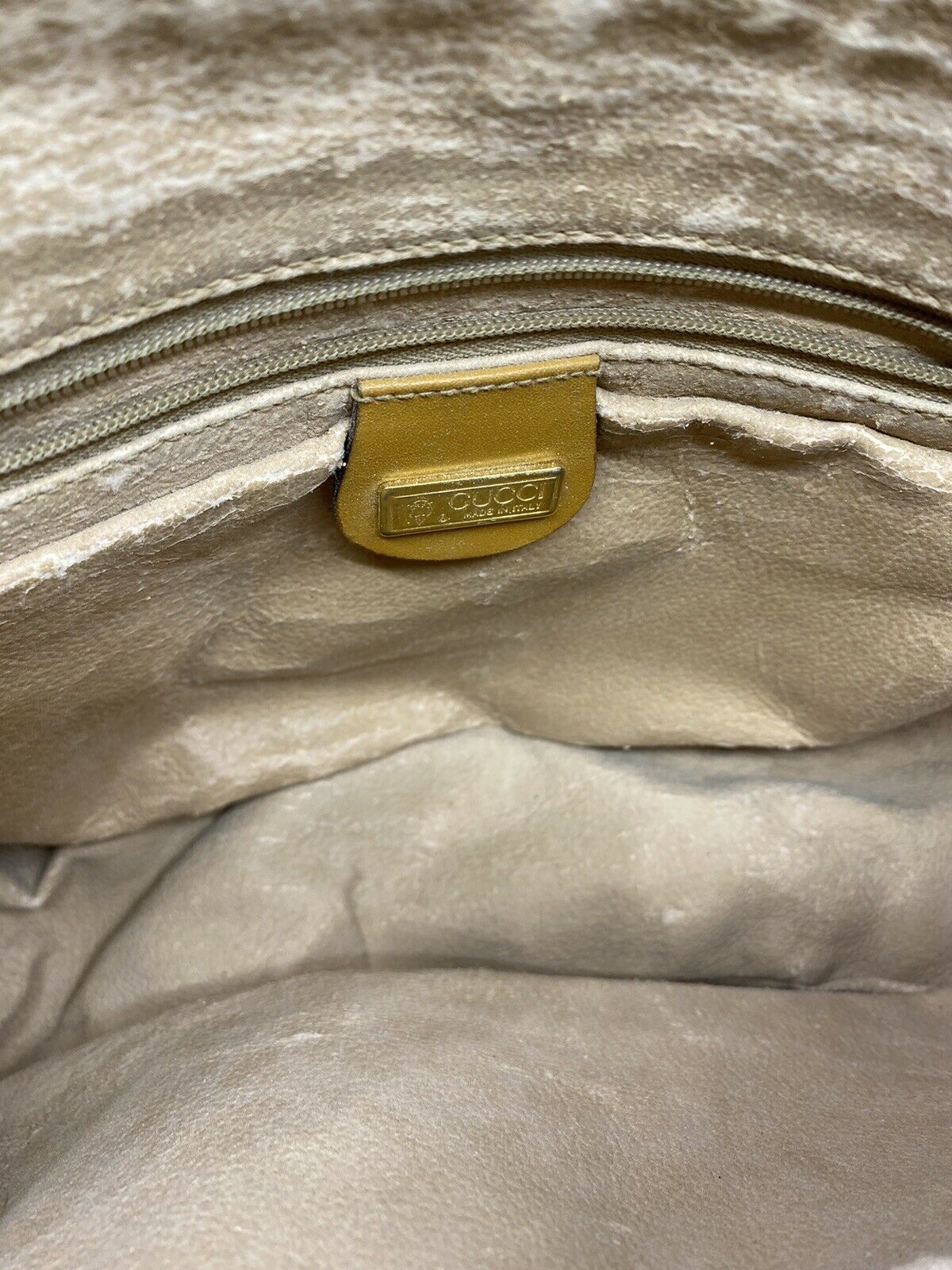 GUCCI Vintage Beige Coated Canvas/ Leather Crossbody