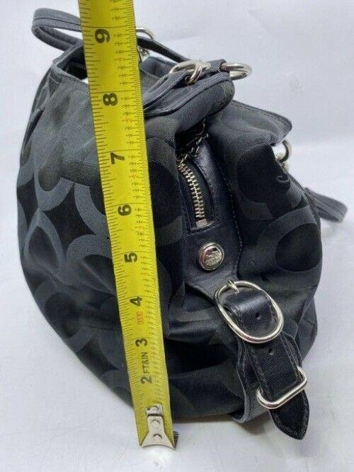 coach medium material black fabric shoulder bag