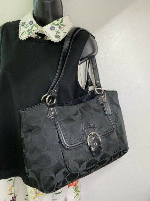 coach bag large black fabric tote