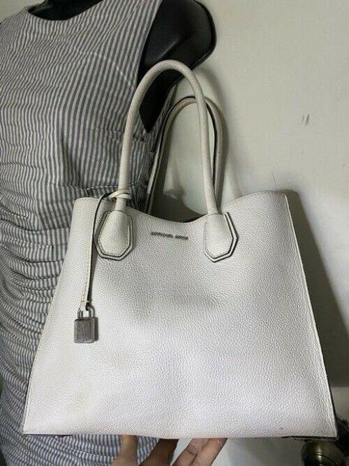 michael kors large white leather shoulder bag