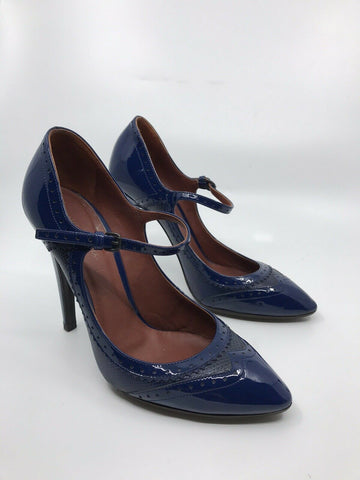 BOTTEGA VENETTA Blue high Heel Mary Jane Pumps 38.5