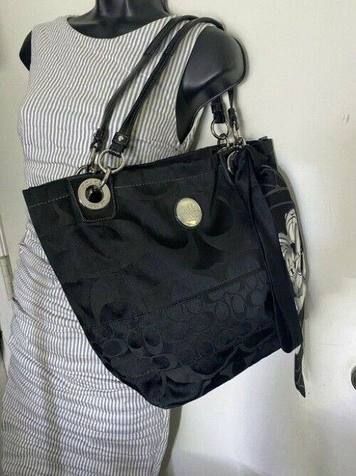 coach w w detachable specialty tie accent black shoulder bag