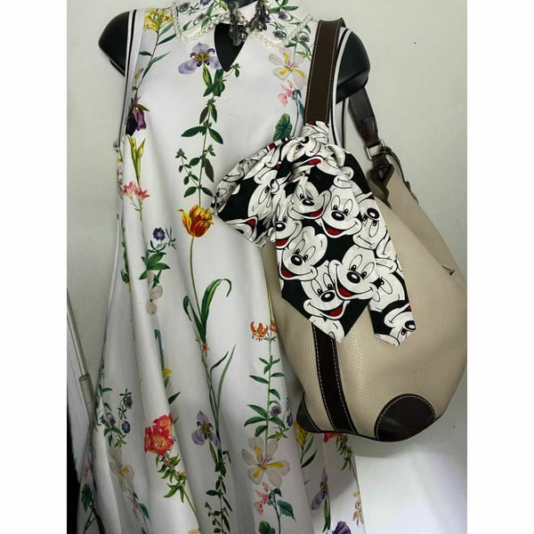 DOONEY & BOURKE Vintage White/ Brown Hobo Bag w/ detachable Mickey Mouse Sash