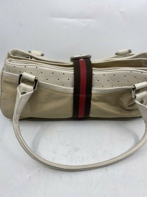 Cole Haan Courtney Vintage Roll Collection Beige Canvas Shoulder Bag