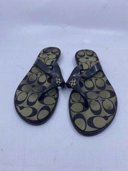 Coach Black Gold C Signature Sandals Size Us