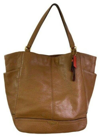 COACH XL Orange Leather Shopping Tote Bag