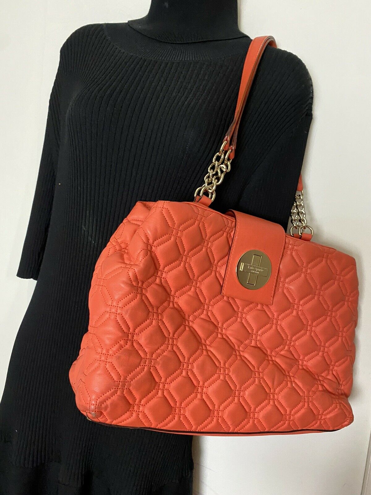 Kate Spade Orange Leather Tote Bag