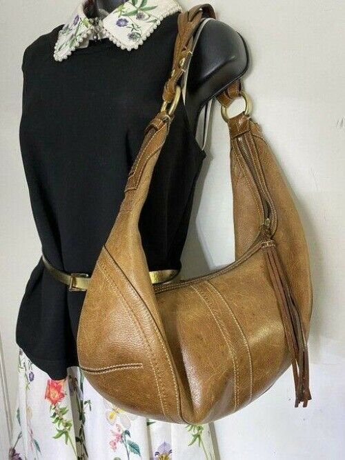 coach large brown leather shoulder bag