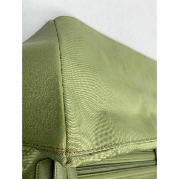 TUMI Green Nylon Tote Bag Large Size w/ Leather Trim Good Condition