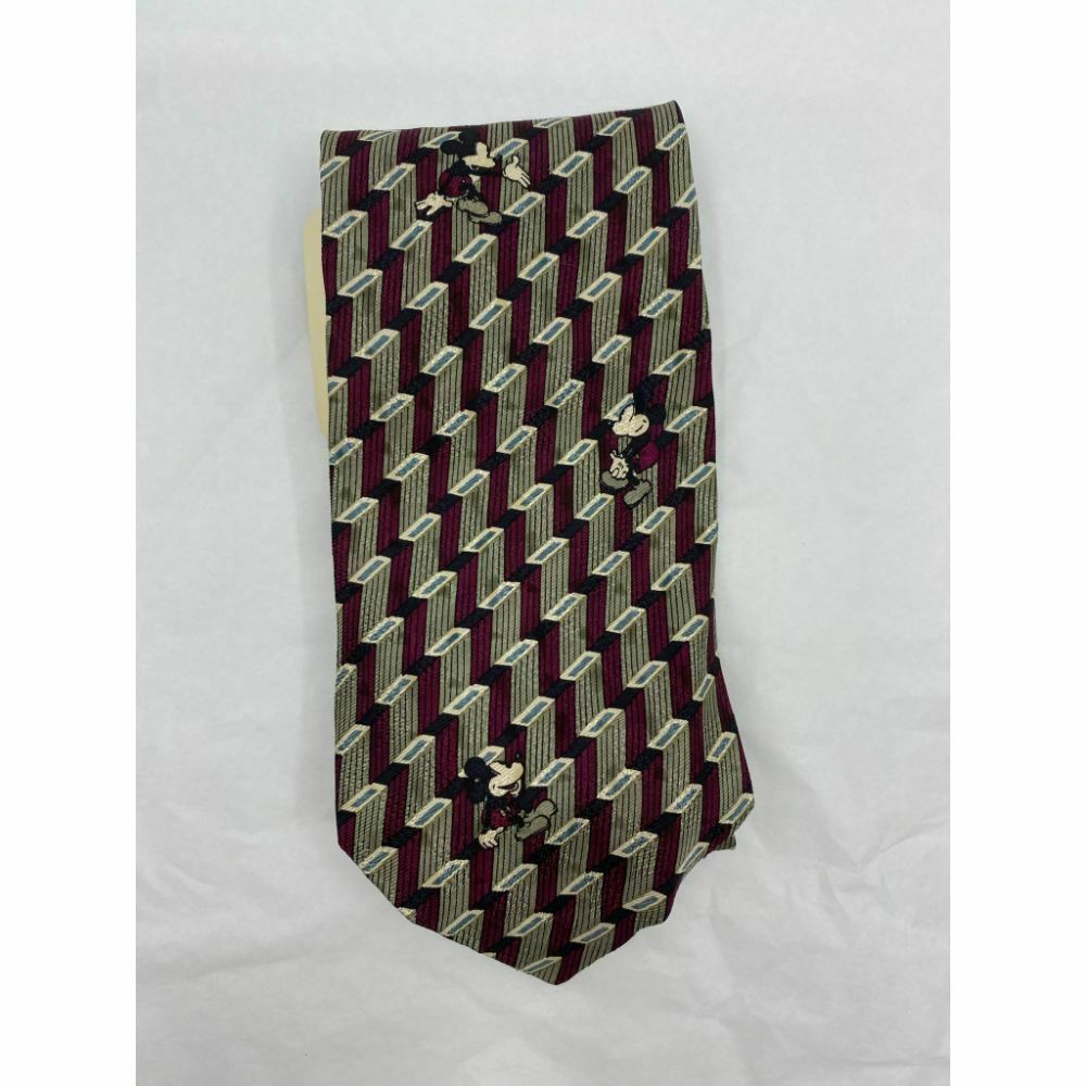 MICKEY MOUSE Disney Neck Tie Red Green Hand Made 100% Silk