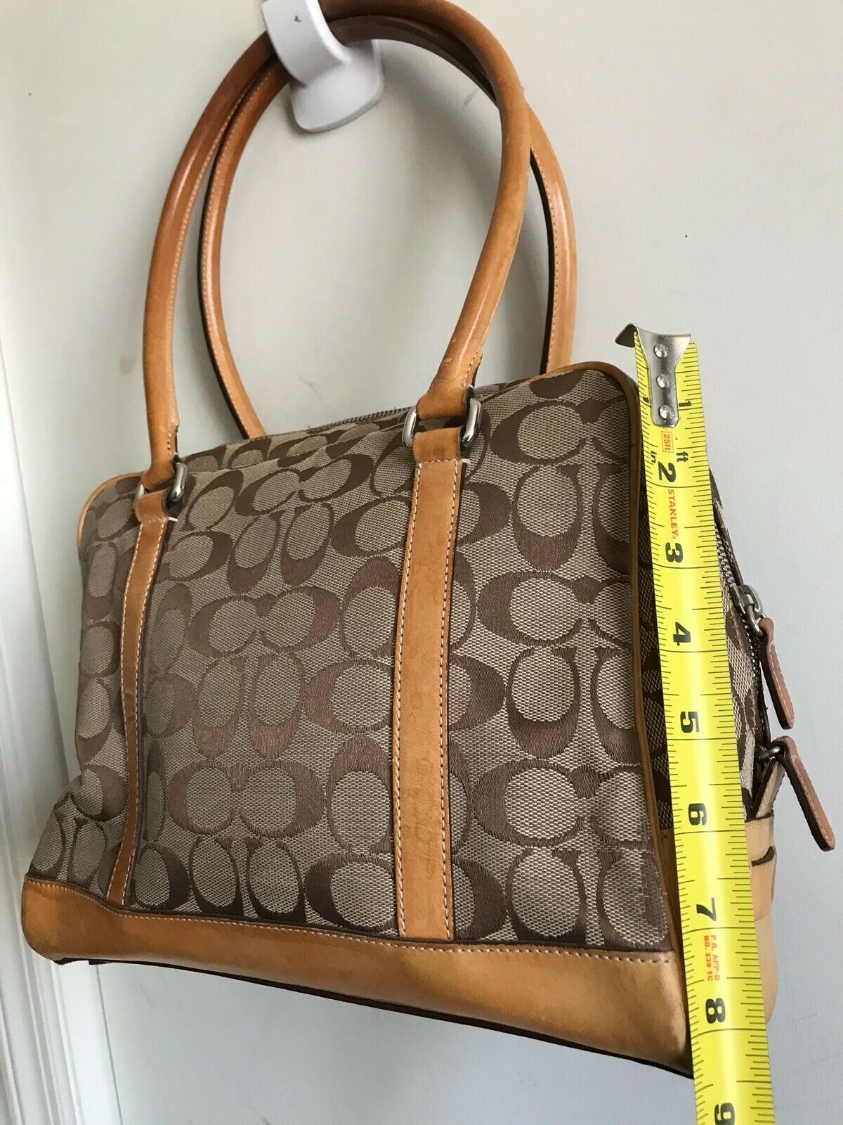Coach Brown/ Khaki Signature Jacquard Fabric Handbag