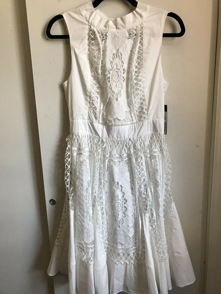 NWT! GRACIA White Crochet Detail Dress Small
