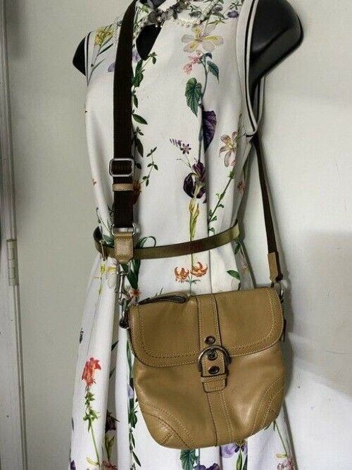 coach small tan leather cross body bag