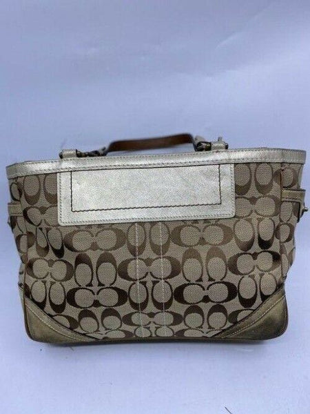 Coach Shoulder Bag Medium Msrp Beige Brown Jacquard Fabric Tote