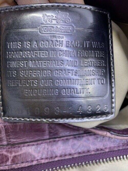 coach croc embossed eddie msrp purple shoulder bag